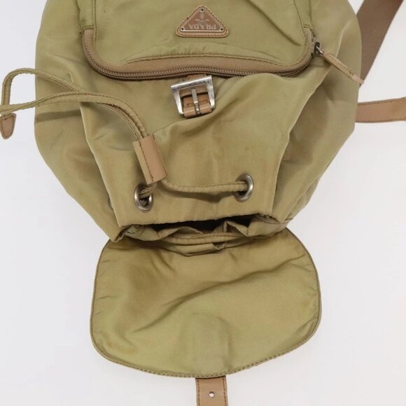 PRADA Backpack Nylon Khaki Silver Auth 98100 - Picture 9 of 16